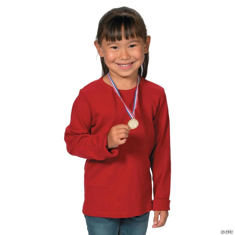 1 1/4" 1st, 2nd & 3rd Place Plastic Award Medals with Striped Ribbon - 12 Pc.