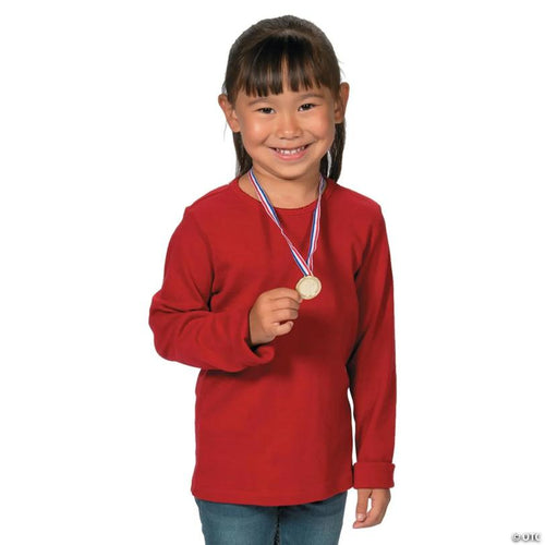 1 1/4" 1st, 2nd & 3rd Place Plastic Award Medals with Striped Ribbon - 12 Pc.