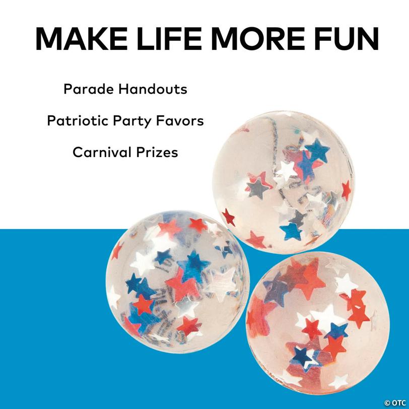 1 1/4" Mini Patriotic Star Rubber Bouncy Balls - 12 Pc.