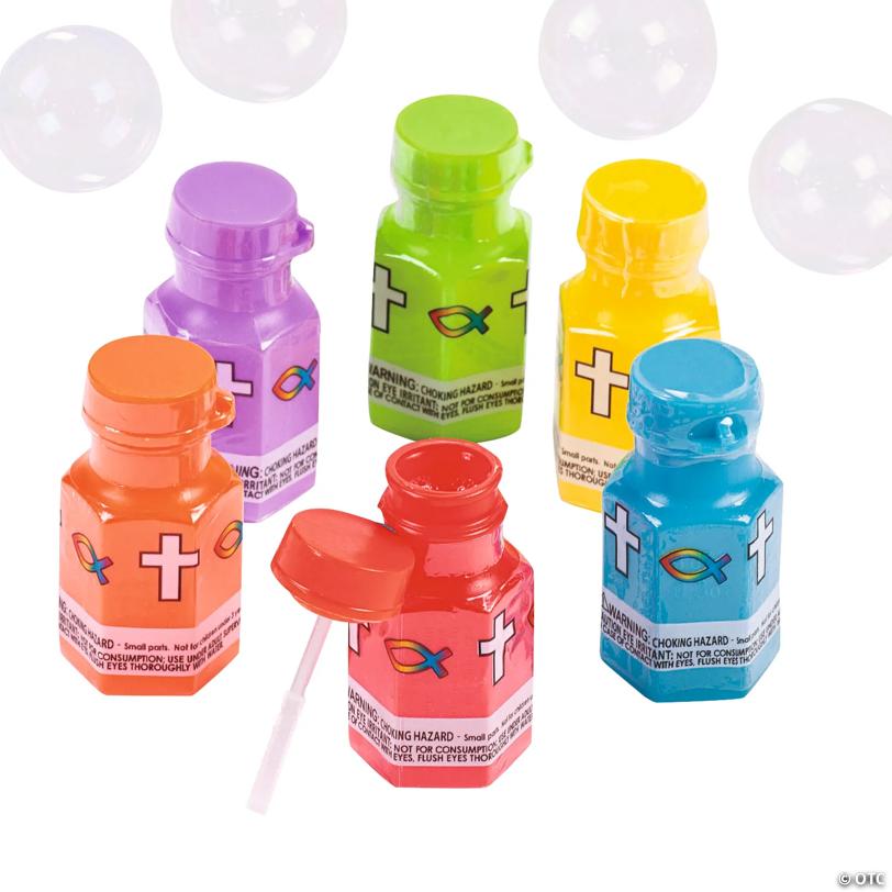 1 3/4" 3 oz. Bulk 48 Pc. Mini Hexagon Religious Bubble Bottles