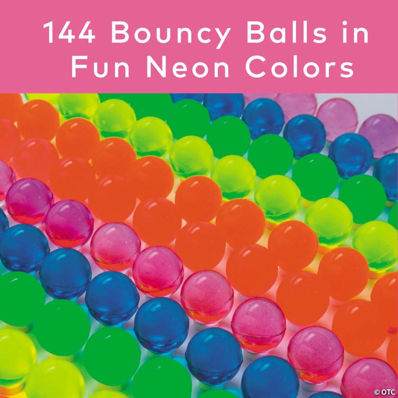 1" Bulk 144 Pc. Mini Bright Neon Rubber Bouncy Ball Assortment