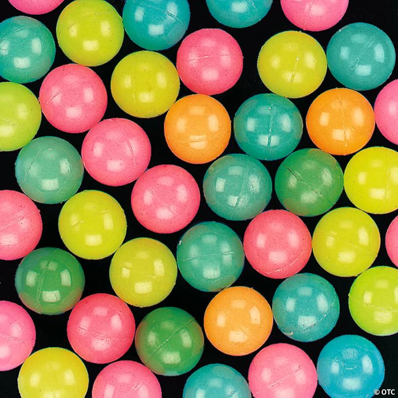 1" Bulk 144  Pc. Mini Neon Colors Glow-in-the-Dark Bouncy Balls