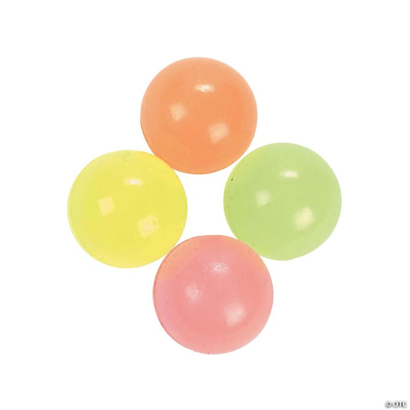 1" Bulk 144  Pc. Mini Neon Colors Glow-in-the-Dark Bouncy Balls