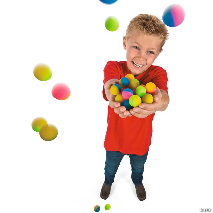 1" Bulk 48 Pc. Mini Icy Two-Tone Rubber Bouncy Ball Assortment
