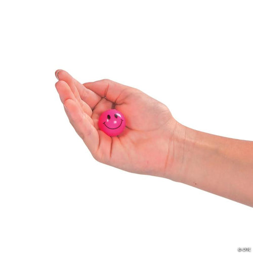 1" Bulk 48 Pc. Mini Smile Face Rubber Bouncy Ball Assortment