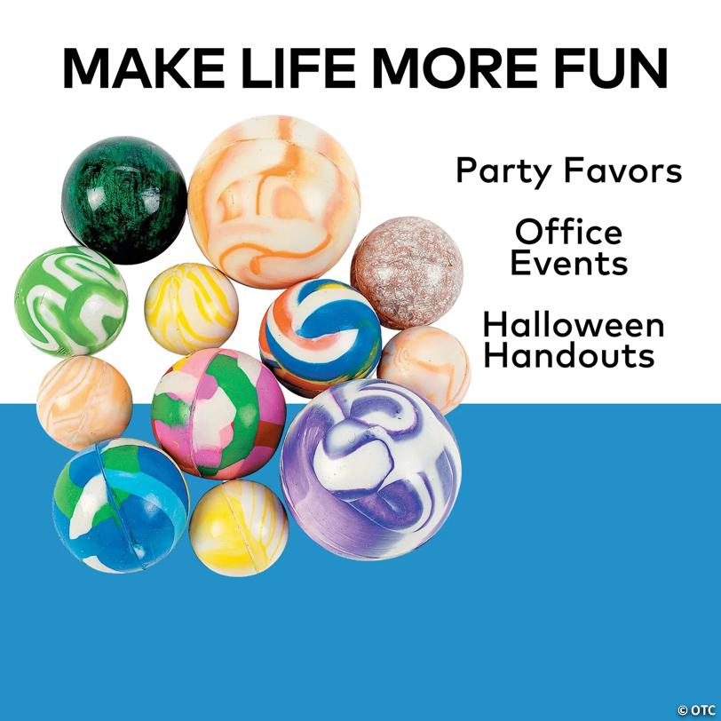 1" - 1 3/4" Colorful Rubber Bouncy Ball Assortment - 25 pcs.