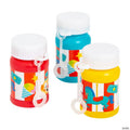 1 oz. Mini Bright Color Carnival Plastic Bubble Bottles with Attached Wand - 24 Pc.
