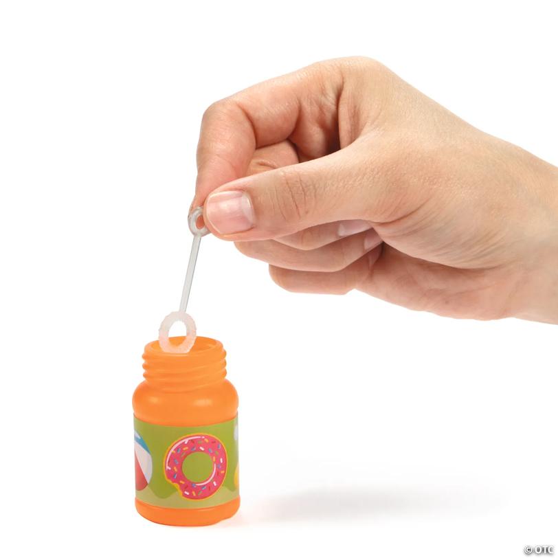 1 oz. Mini Bright Color Pool Party Plastic Bubble Bottles with Wand - 24 Pc.