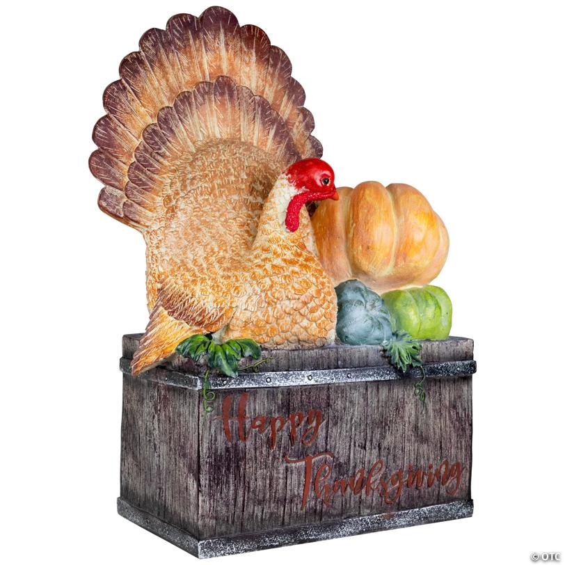 20.25" Turkey and Pumpkins 'Happy Thanksgiving' Decoration