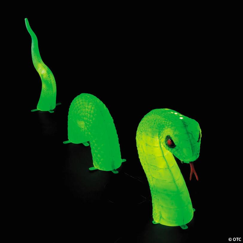 20" Light-Up Green Lawn Snake Halloween Outdoor Decoration