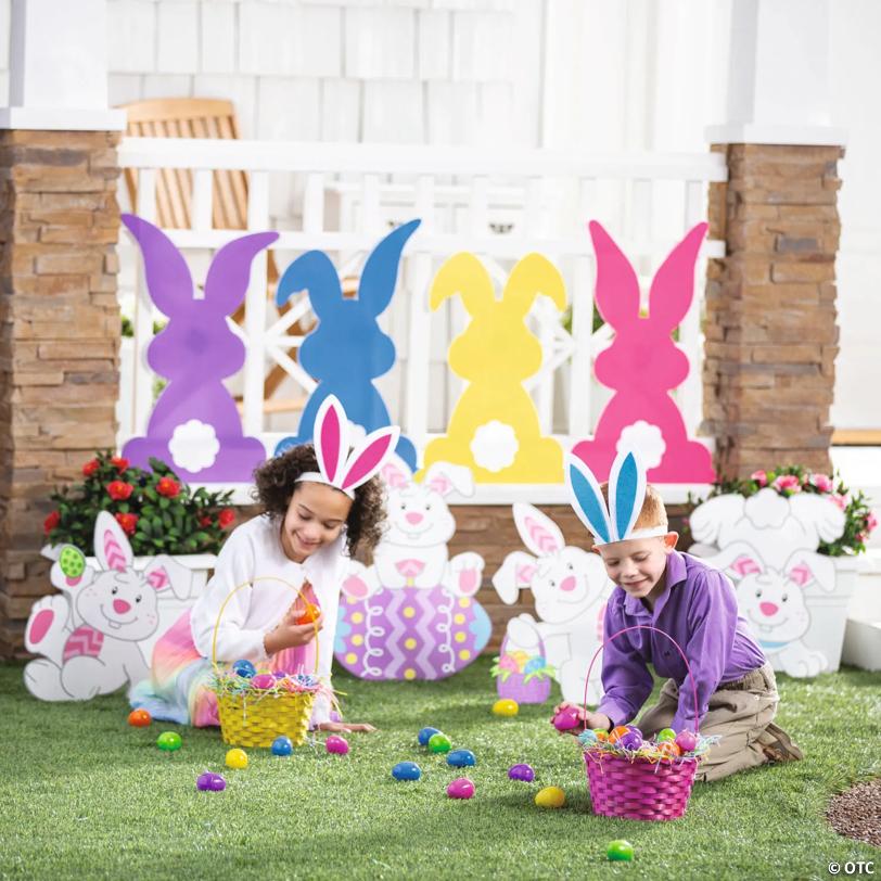 20" - 28" Tumbling Easter Bunnies Yard Signs - 4 Pc.