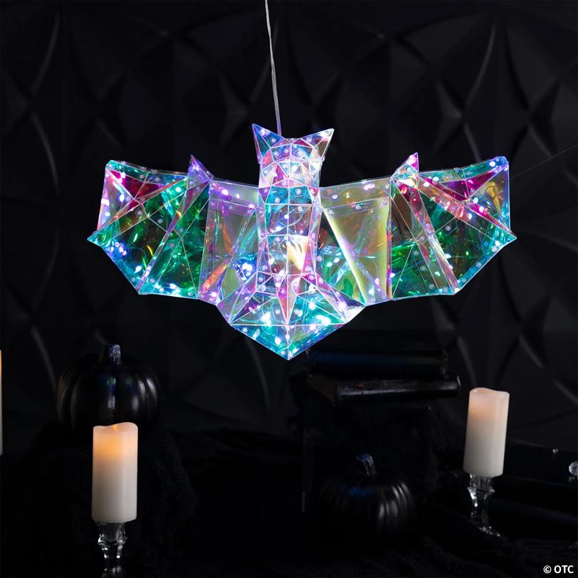 20" x 10 3/4" Halloween Multicolor Prismatic Bat Light-Up LED Light