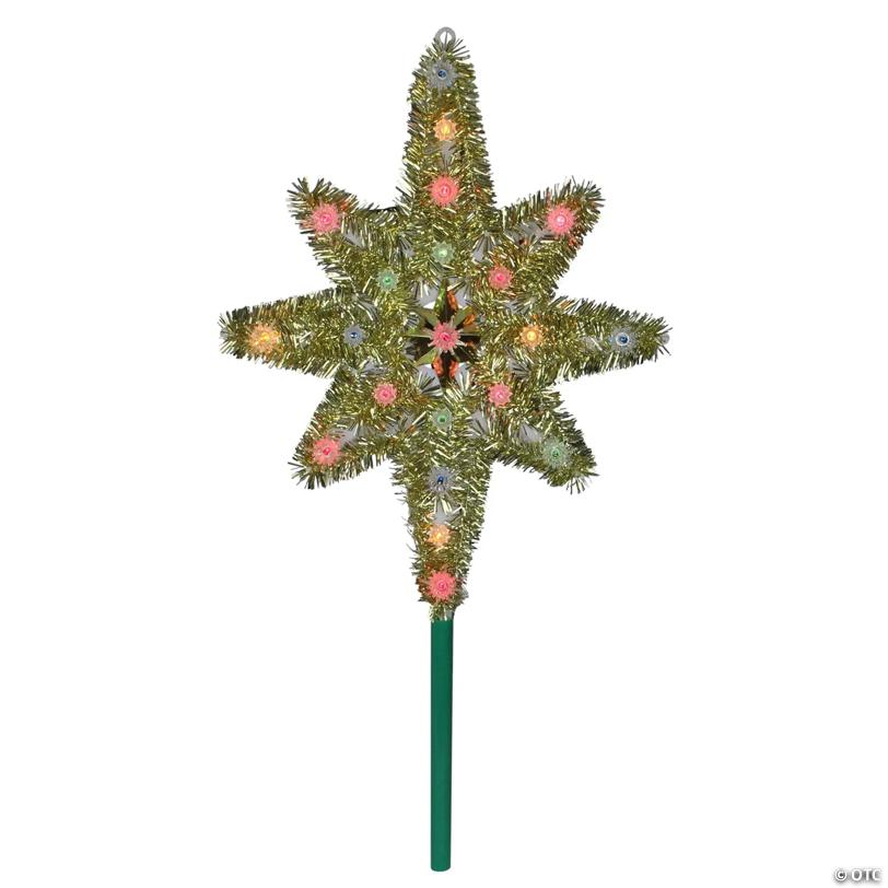 21" Lighted Gold Star of Bethlehem Christmas Tree Topper - Multicolor Lights