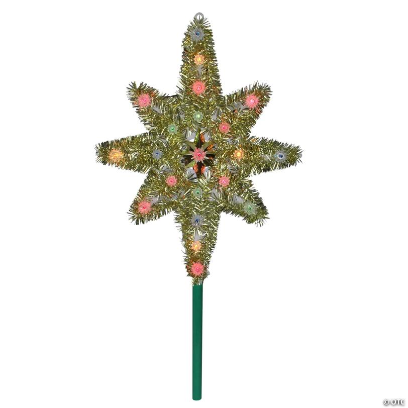 21" Lighted Gold Star of Bethlehem Christmas Tree Topper - Multicolor Lights