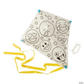 21" x 22" Color Your Own Emoji Face Plastic Kites with Tail - 12 Pc.