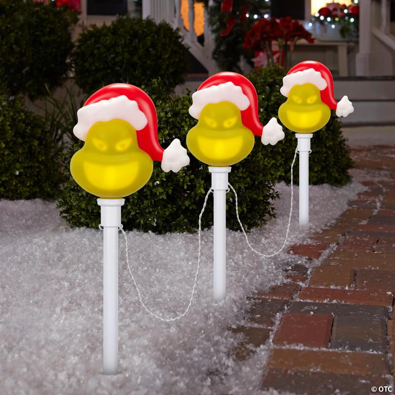 22" Lightshow EmoteGlow™ Dr. Seuss™ The Grinch Pathway Yard Stakes - 3 Pc.