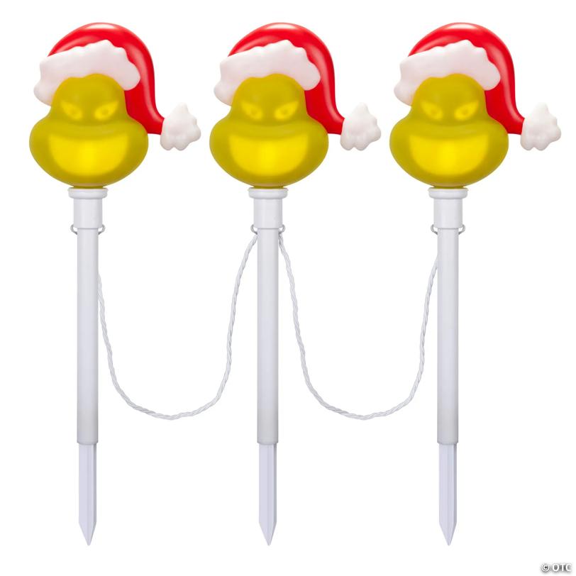 22" Lightshow EmoteGlow™ Dr. Seuss™ The Grinch Pathway Yard Stakes - 3 Pc.
