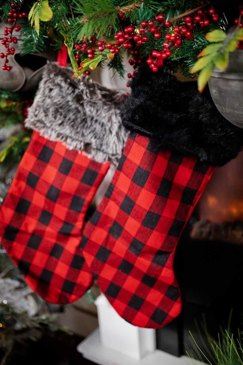 23” Red and Black Buffalo Plaid Stockings