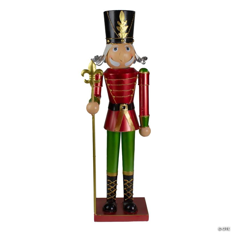 23.75" Red and Green Metal Nutcracker Soldier Christmas Decoration