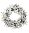 24" Royal Oaks Flocked Plug-In Wreath with Warm White LED Lights