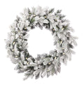 24" Shadow Woods Flocked Spruce Wreath with Warm White LED Lights