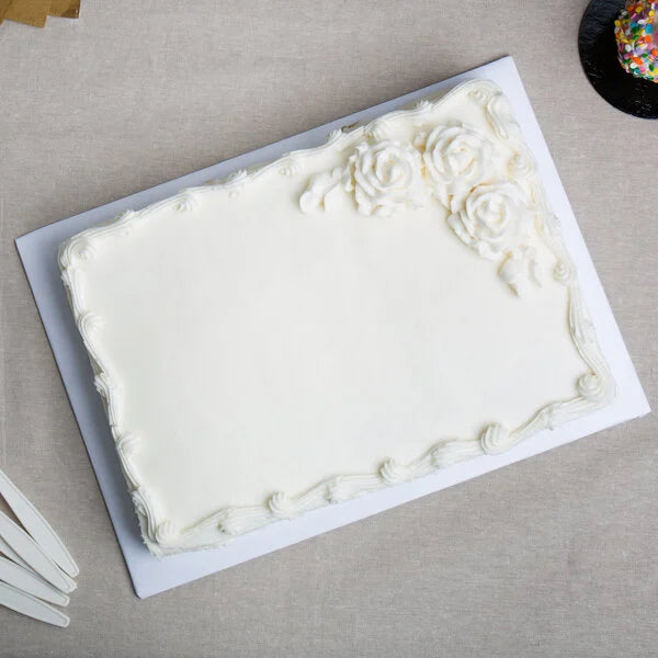 Quarter Sheet White Cake Board 13 3/4" x 9 3/4" Fold-Under 1/4" Thick