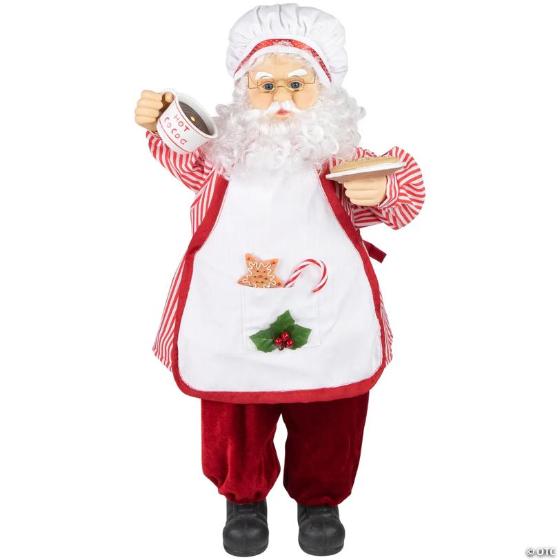 24" Animated and Musical Chef Santa Claus With Hot Cocoa and Cookie Christmas Figure