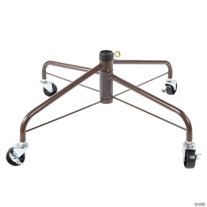 24" Brown Metal Rolling Artificial Christmas Tree Stand  For 6' - 9' Trees
