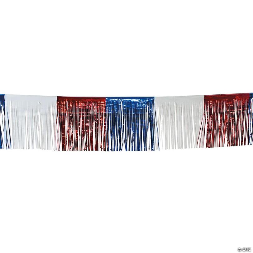 24 Ft. x 15"  Red, White & Blue Patriotic Fringe Foil Banner