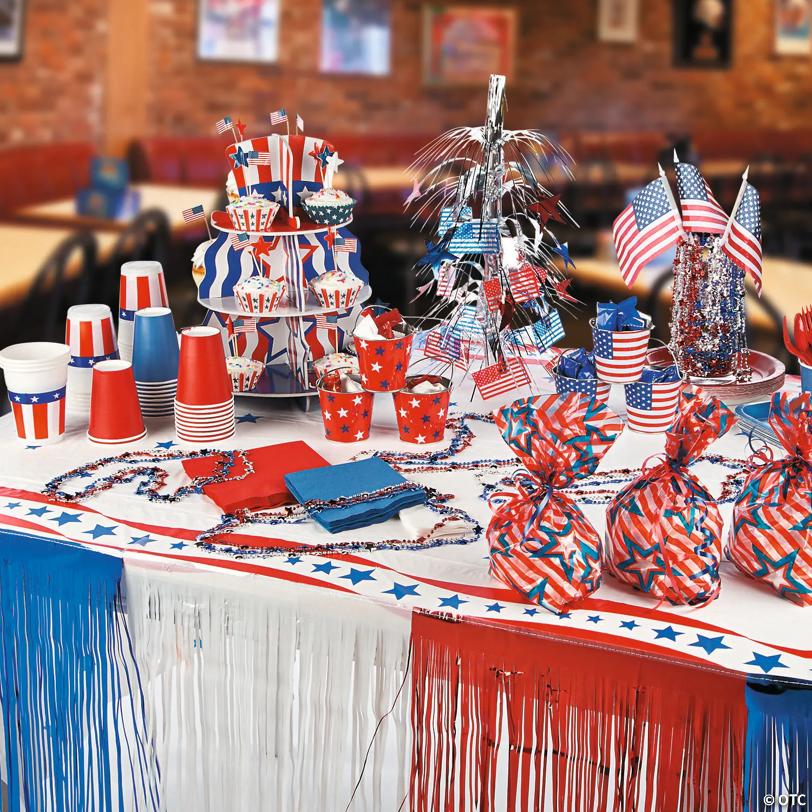 24 Ft. x 15"  Red, White & Blue Patriotic Fringe Foil Banner
