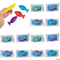 24 Pc. 3 1/2" Religious Vinyl Fish Flingers with Christmas Handout Card for 12