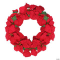 24" Red Artificial Poinsettia Flower Christmas Wreath - Unlit