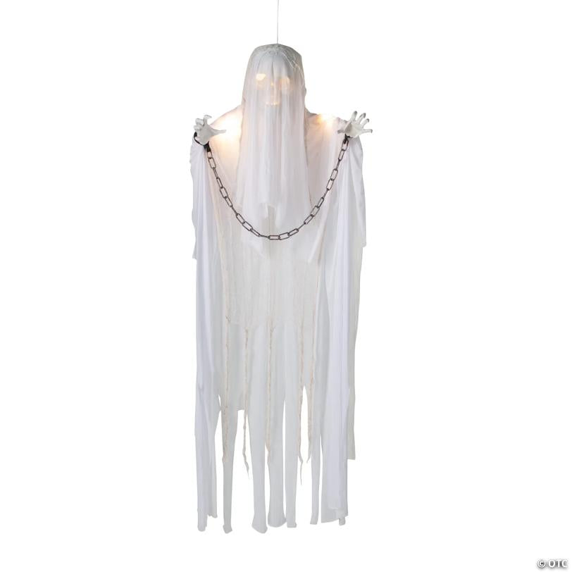 25 1/2" x 5 Ft. Hanging Light-Up White Grim Reaper Animated Prop Halloween Decoration