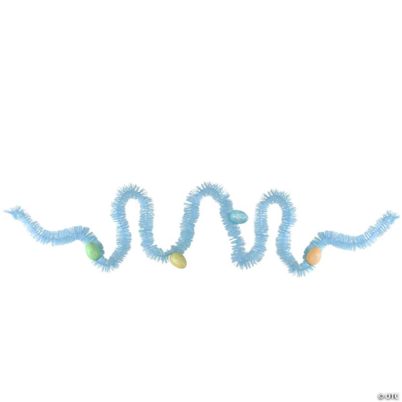 25' Blue Spring Tinsel Garland with Easter Eggs - Unlit