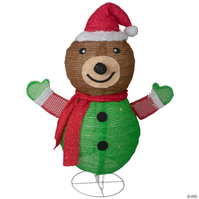 25" Pop-up Bear Wearing Santa Hat Outdoor Christmas Decoration