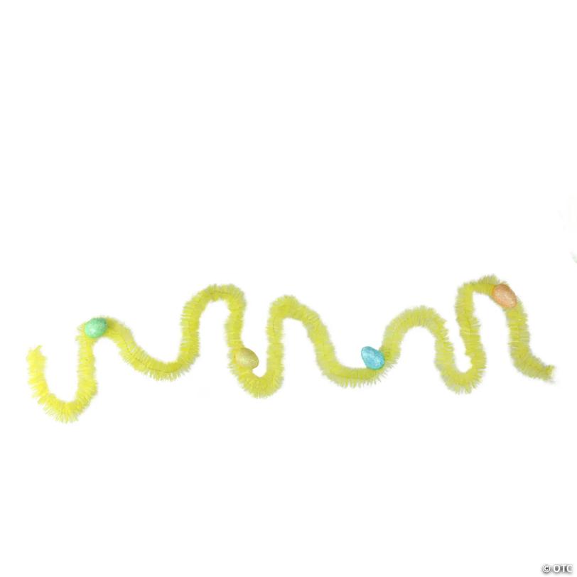 25' x 1.25" Yellow Spring Tinsel Artificial Garland with Easter Eggs - Unlit