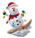 7.4” B/O Lighted Resin Skiing Snowman with Light String