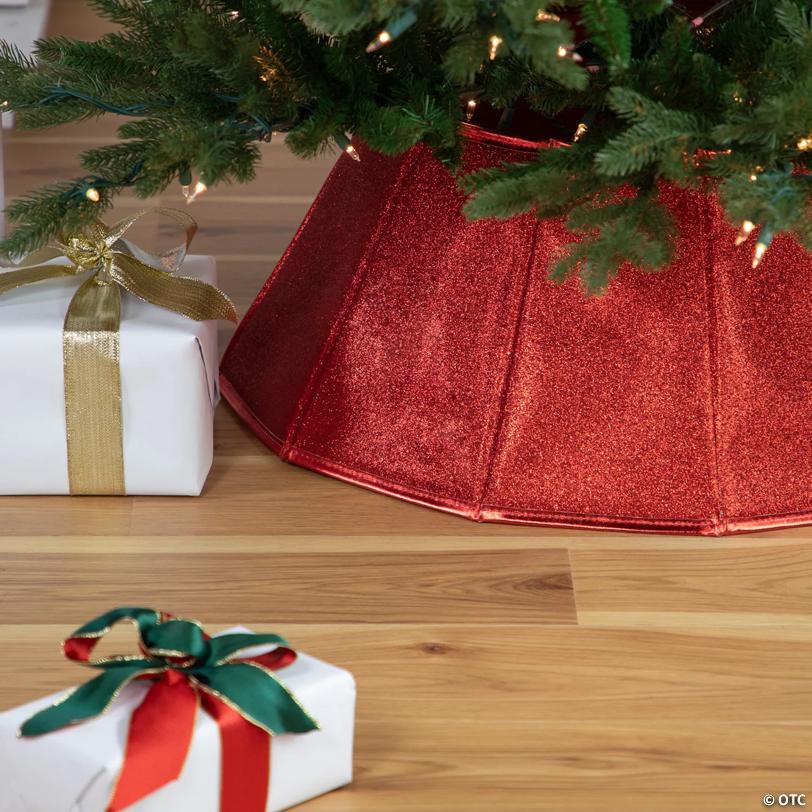 26.75" Shiny Red Fabric HeProperagonal Christmas Tree Collar