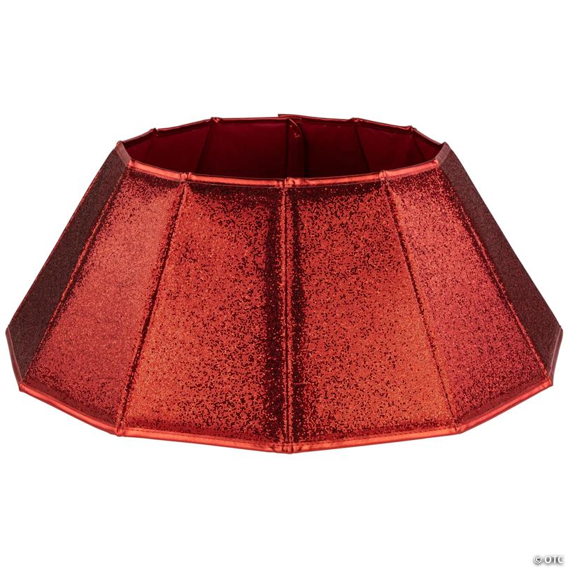 26" Glittery Red Fabric Hexagonal Christmas Tree Collar