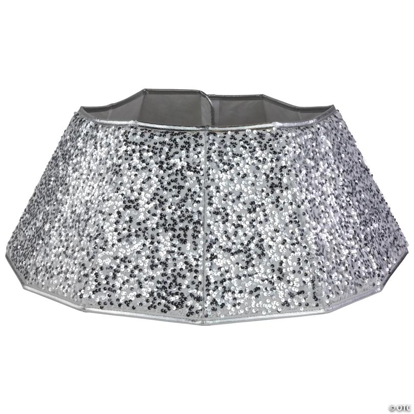 26" Silver Sequins HeProperagonal Christmas Tree Collar
