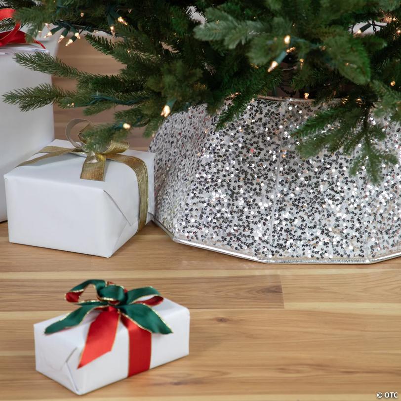 26" Silver Sequins HeProperagonal Christmas Tree Collar