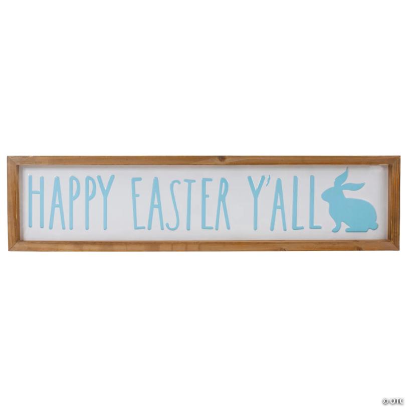 26" Wooden Framed "Happy Easter Y'all" Sign Spring Wall Decor