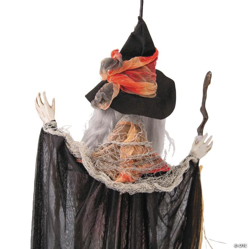 27 1/2" Hanging Witch with Hat & Broom Halloween Decoration