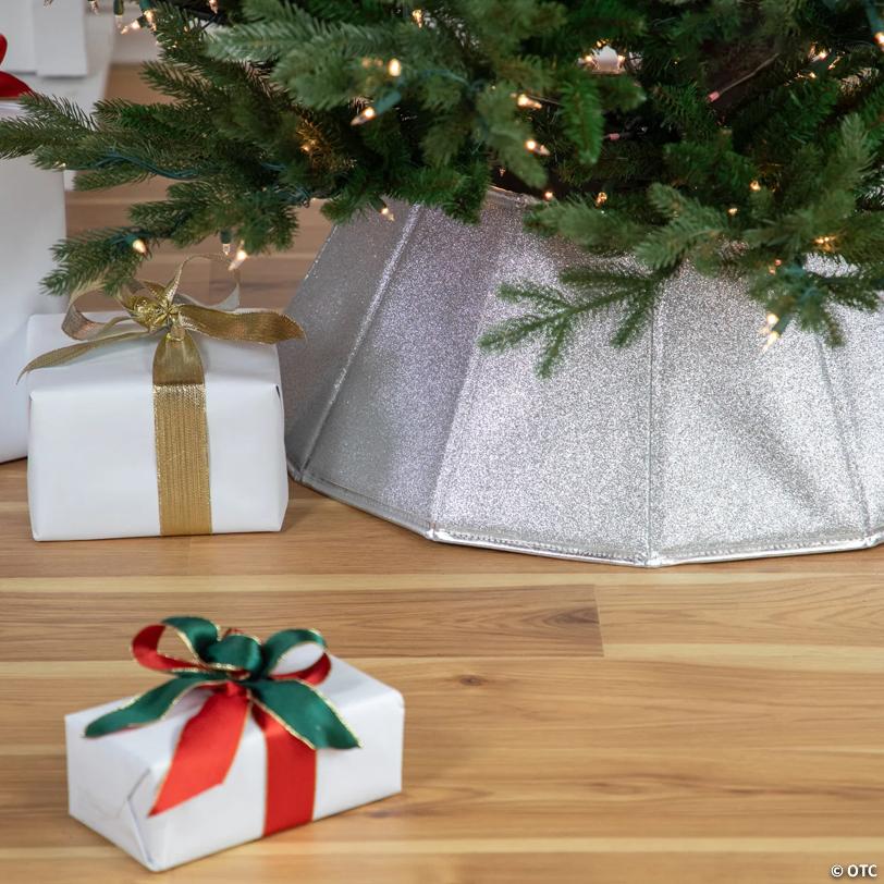 27" Shiny Silver Fabric HeProperagonal Christmas Tree Collar