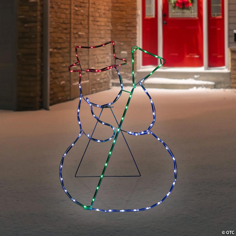 28" Lighted Standing Snowman Silhouette Outdoor Christmas Decoration