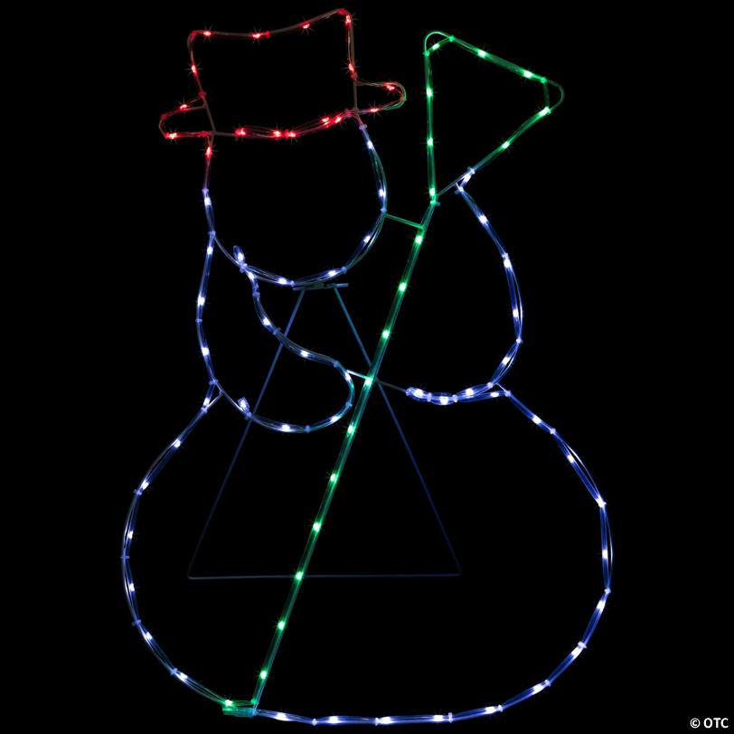 28" Lighted Standing Snowman Silhouette Outdoor Christmas Decoration