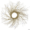 28" Pre-lit Gold Glittered Artificial Twig Christmas Wreath  Warm White LED Lights