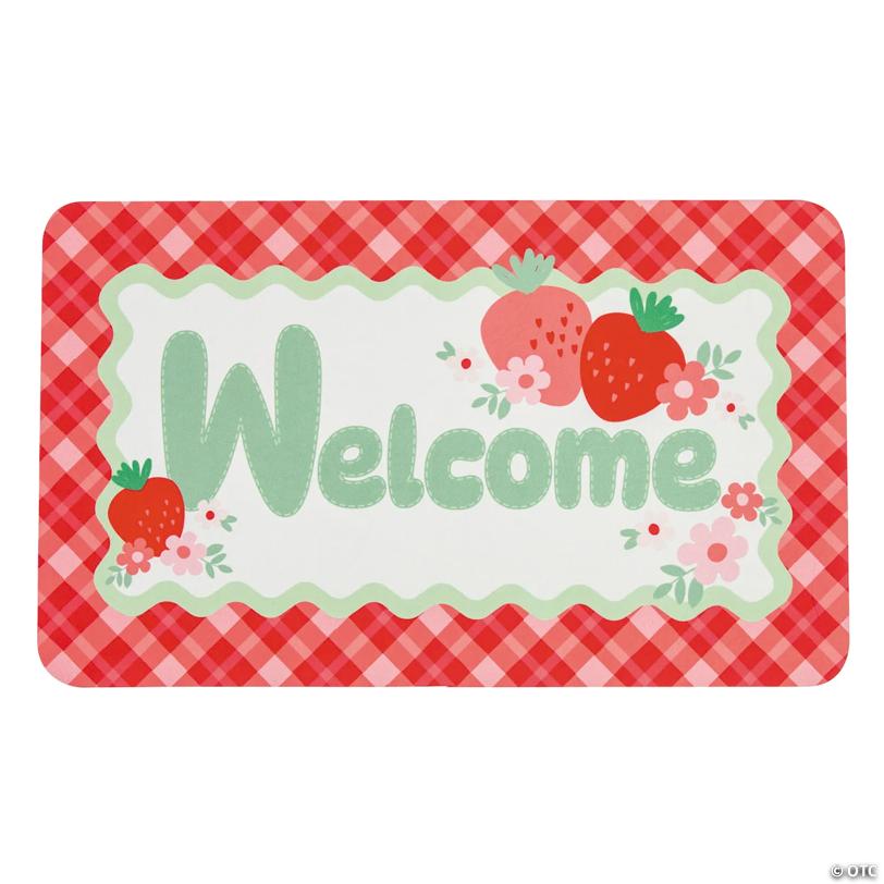 29 1/2" x 18" Love in Bloom Strawberries Welcome Neoprene Doormat