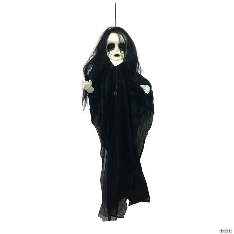 29 1/2" x 43 1/4" Light-Up Hanging Undead Girl Halloween Decoration