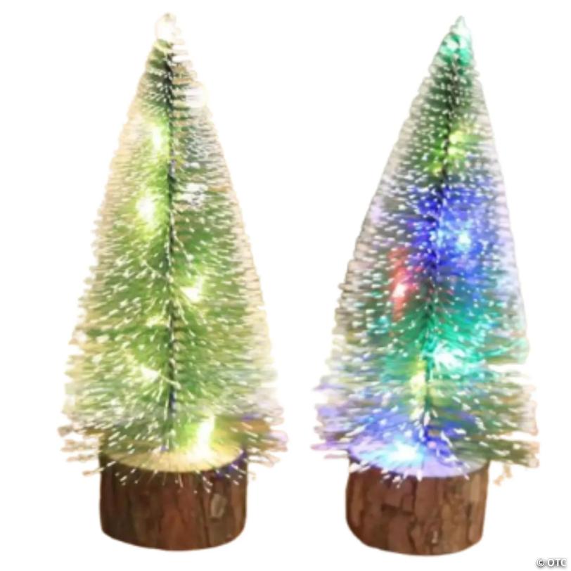 2PCS LED Lights Mini Christmas Artificial Tree 9.8" Tabletop Decor Warm+Colorful